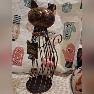 Metal Cat Wine Cork Holder - Bronze Finish